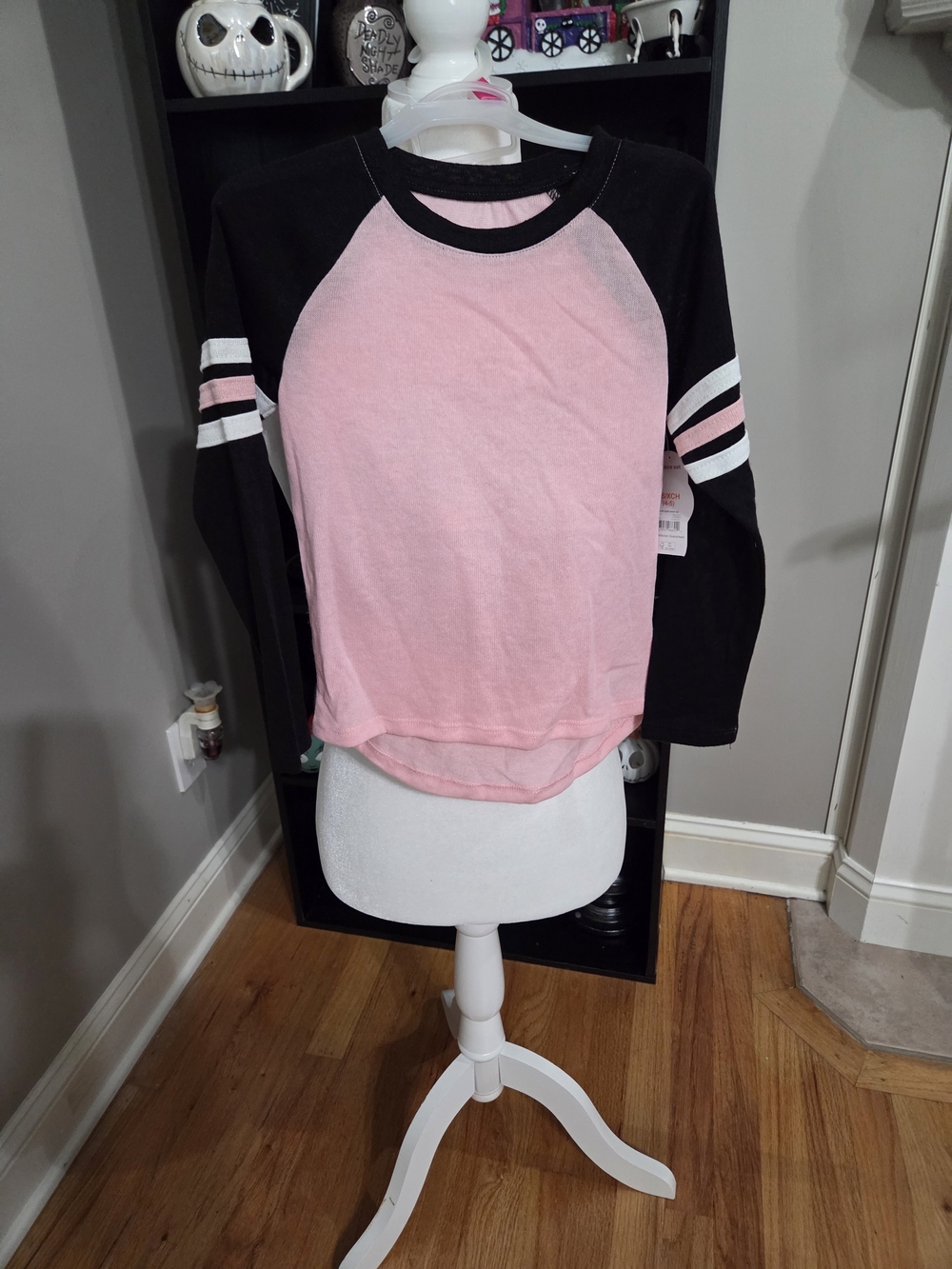 wonder nation Pink and Black Raglan Long-Sleeve Pj Set